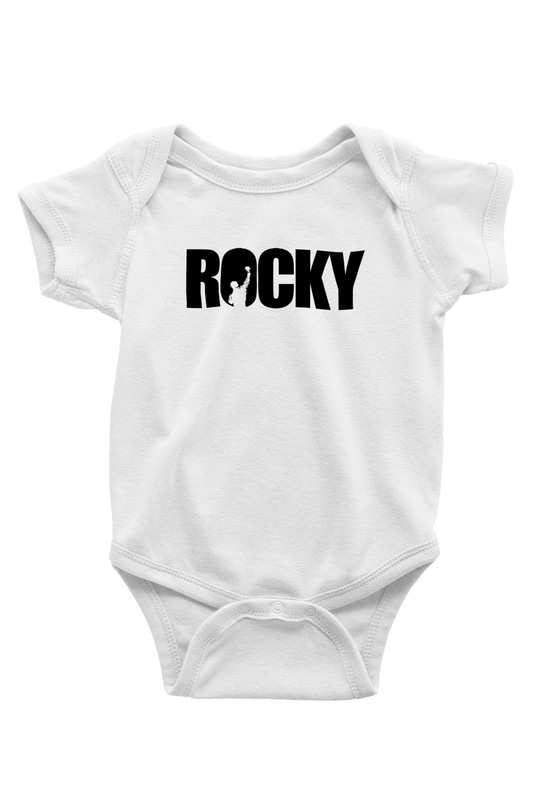 Rocky Baskılı Beyaz Unisex Bebek Body - Zıbın