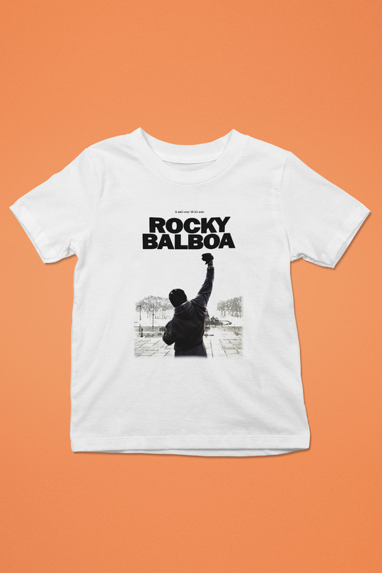 Rocky Baskılı Beyaz Unisex Çocuk Tişört