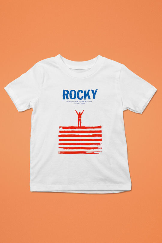Rocky Baskılı Beyaz Unisex Çocuk Tişört