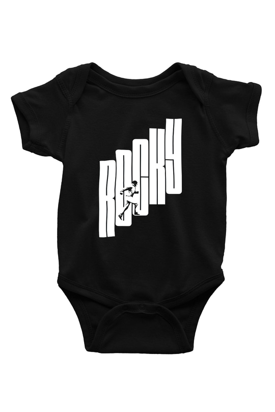 Rocky Baskılı Siyah Bebek Body - Zıbın