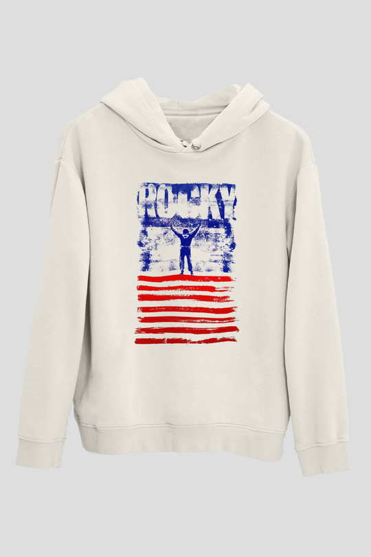 Rocky Beyaz Unisex Hoodie
