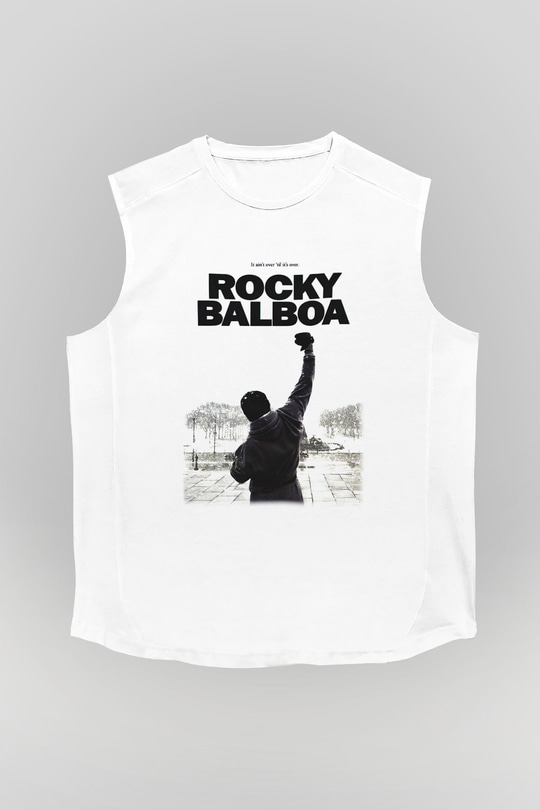 Rocky Beyaz Unisex Kolsuz Tişört