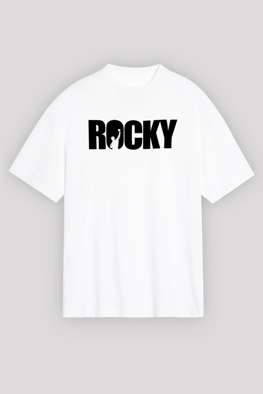 Rocky Beyaz Unisex Oversize Tişört T-Shirt
