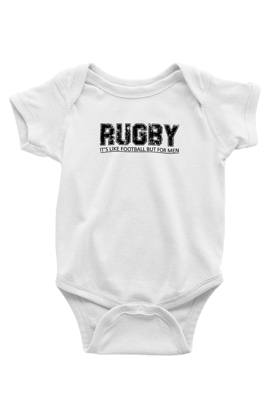 Rugby Baskılı Beyaz Bebek Body - Zıbın
