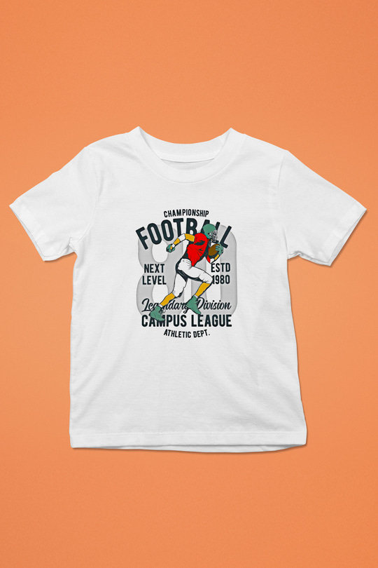 Rugby Baskılı Unisex Beyaz Çocuk Tişört - Tshirt