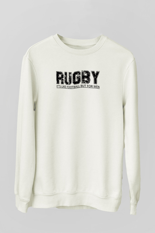 Rugby Baskılı Unisex Ekru Sweatshirt