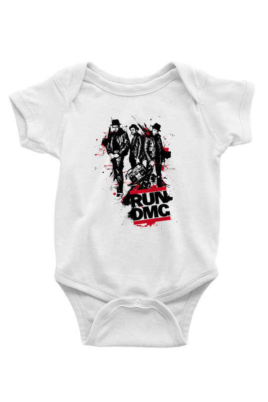 Run DMC Baskılı Beyaz Unisex Bebek Body - Zıbın