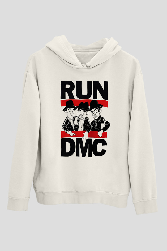 Run DMC Beyaz Unisex Kapşonlu Sweatshirt