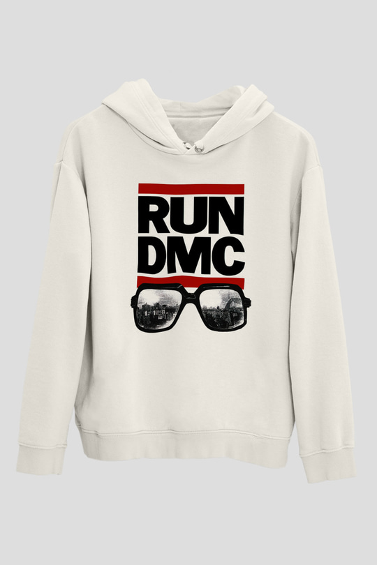 Run DMC Beyaz Unisex Kapşonlu Sweatshirt