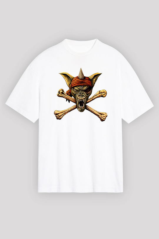 Running Wild Baskılı Beyaz Unisex Oversize Tişört - Tshirt