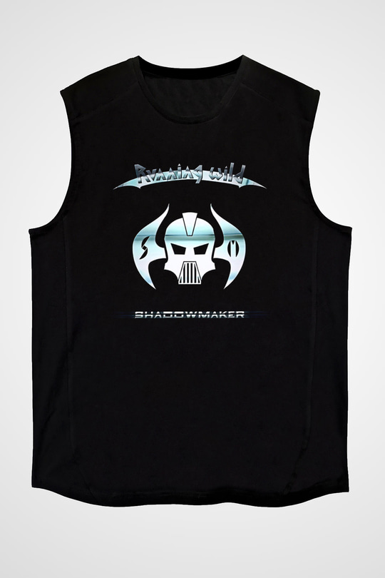 Running Wild Baskılı Unisex Siyah Kolsuz Tişört - Tshirt