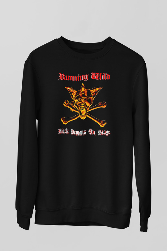 Running Wild Baskılı Unisex Siyah Sweatshirt