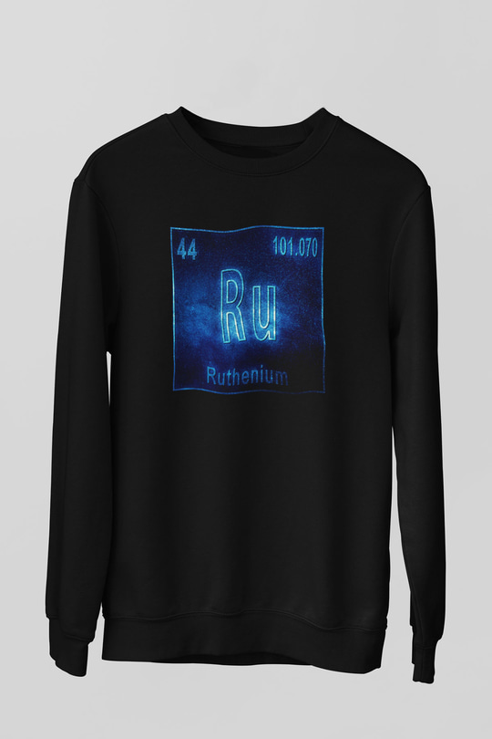Rutenyum Atom Numarası Baskılı Unisex Siyah Sweatshirt