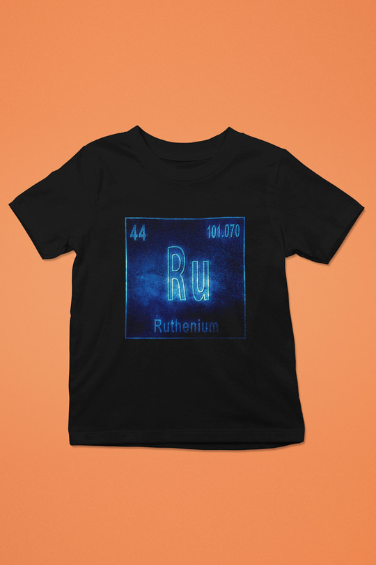 Rutenyum Atom Numarası Baskılı Unisex Siyah Çocuk Tişört