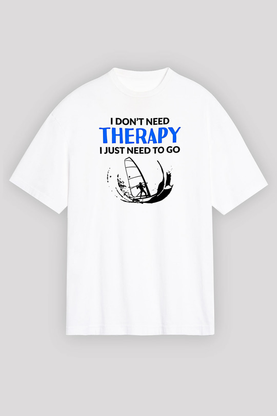 Rüzgar Sörfü Baskılı Unisex Beyaz Oversize Tişört - Tshirt