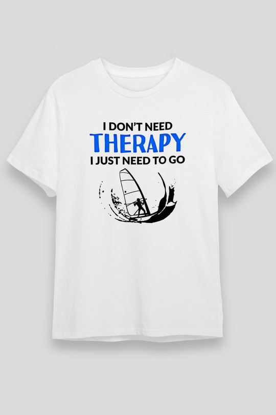 Rüzgar Sörfü Baskılı Unisex Beyaz Tişört - Tshirt