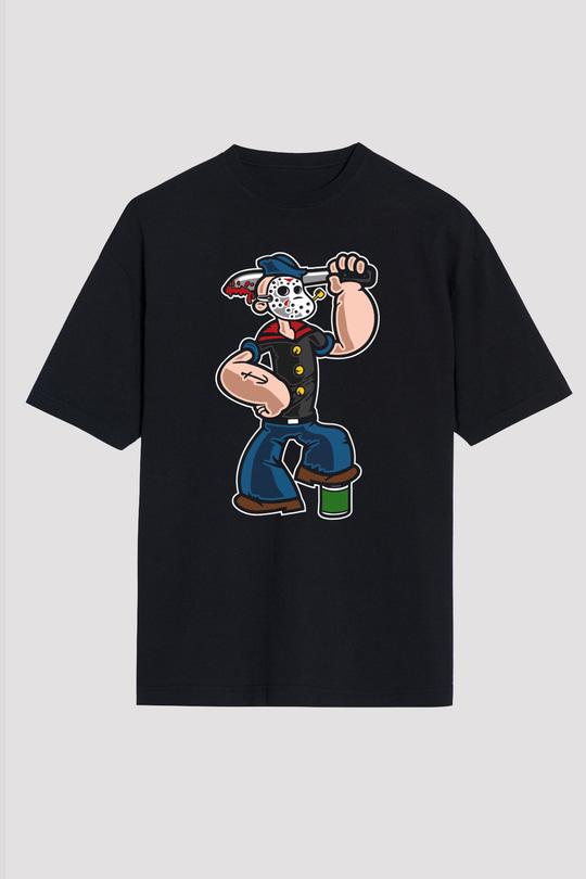 Sailor Mass Murderer Temel Reis Baskılı Siyah Unisex Oversize Tişört