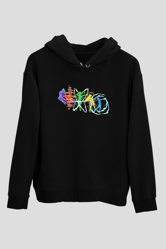 Sailor Moon Baskılı Unisex Siyah Hoodie