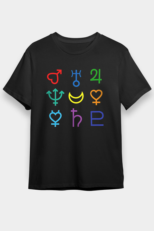Sailor Moon Baskılı Unisex Siyah Tişört - Tshirt