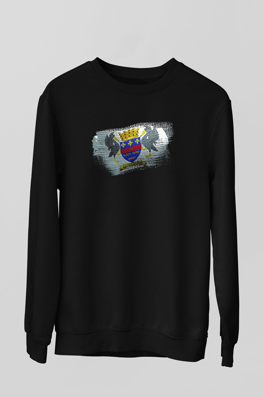 Saint Barthelemy Bayrağı Baskılı Unisex Siyah Sweatshirt