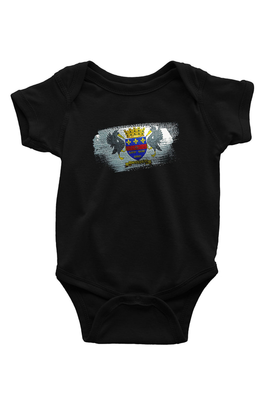 Saint Barthelemy Bayrağı Baskılı Unisex Siyah Bebek Body - Zıbın