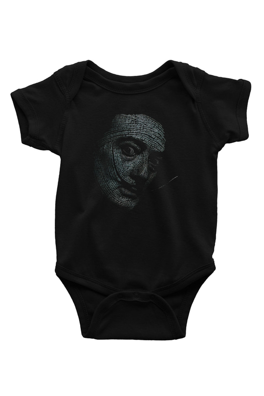 Salvador Dali Baskılı Siyah Bebek Body - Zıbın