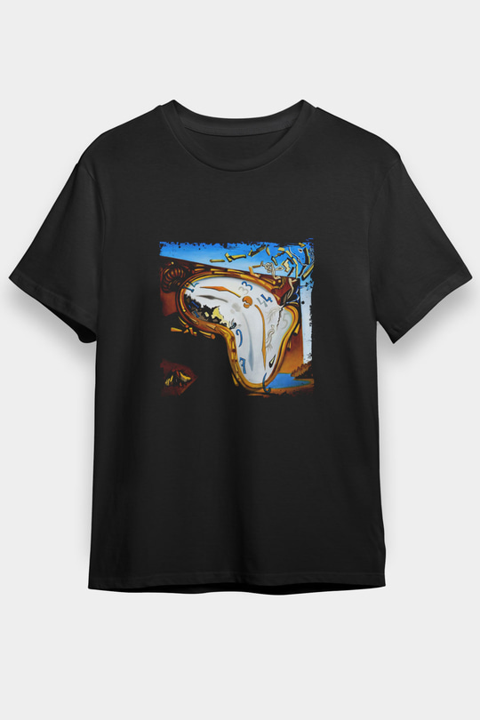 Salvador Dali Baskılı Unisex Siyah Tişört