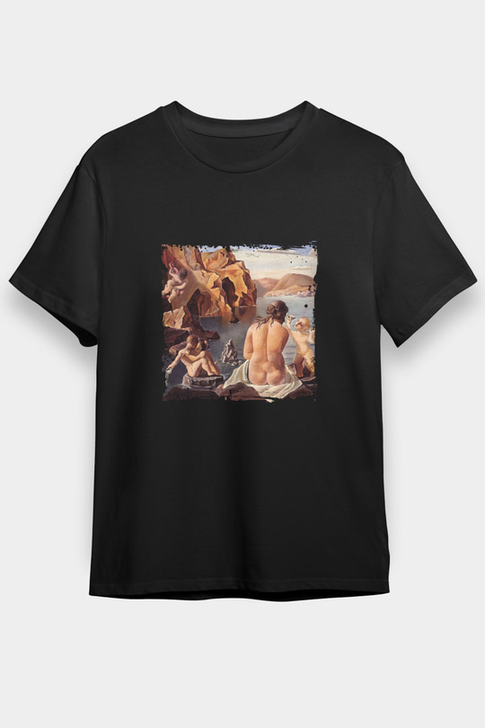 Salvador Dali Baskılı Unisex Siyah Tişört