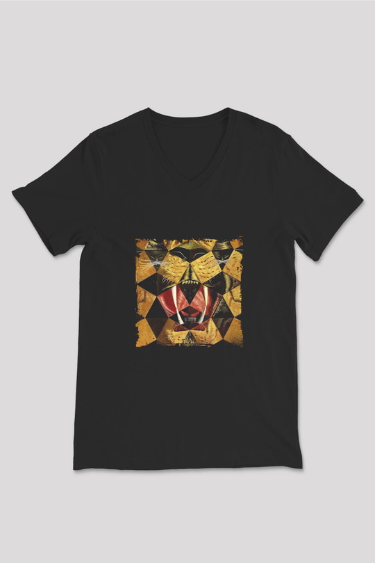 Salvador Dali Baskılı Unisex Siyah V Yaka Tişört