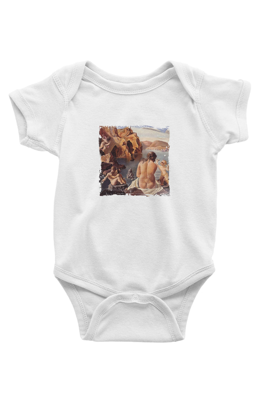 Salvador Dali Unisex Baskılı Beyaz Bebek Body - Zıbın