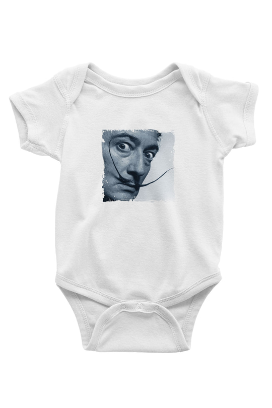 Salvador Dali Unisex Baskılı Beyaz Bebek Body - Zıbın