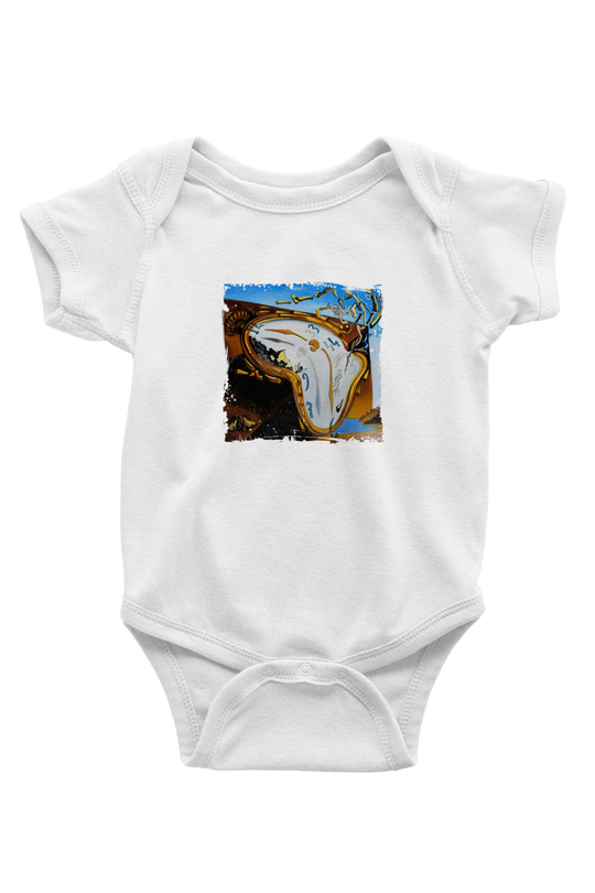 Salvador Dali Unisex Baskılı Beyaz Bebek Body - Zıbın