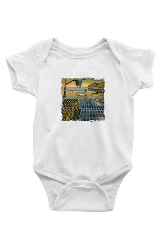 Salvador Dali Unisex Baskılı Beyaz Bebek Body - Zıbın