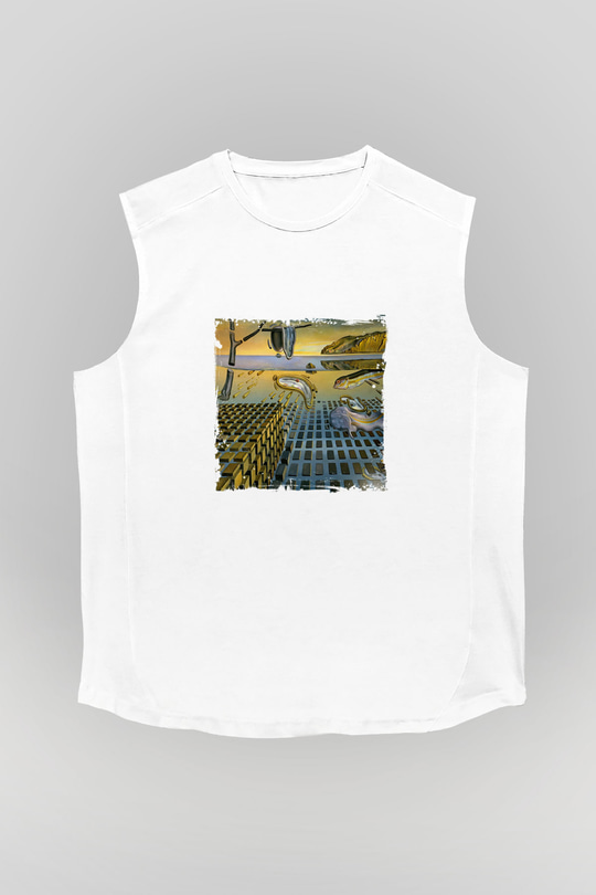 Salvador Dali Unisex Baskılı Beyaz Kolsuz Tişört