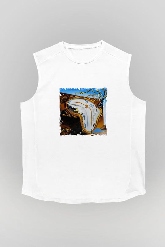 Salvador Dali Unisex Baskılı Beyaz Kolsuz Tişört