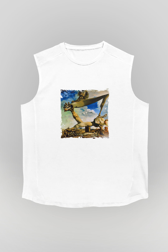 Salvador Dali Unisex Baskılı Beyaz Kolsuz Tişört