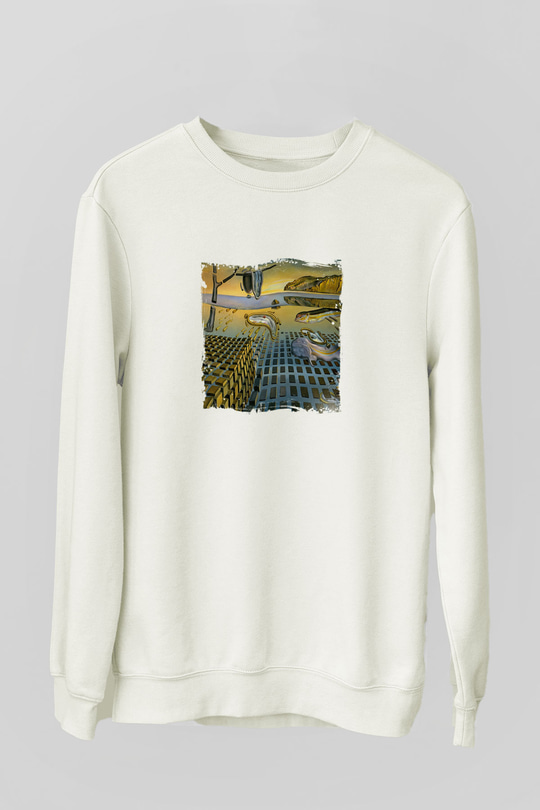 Salvador Dali Unisex Baskılı Beyaz Sweatshirt