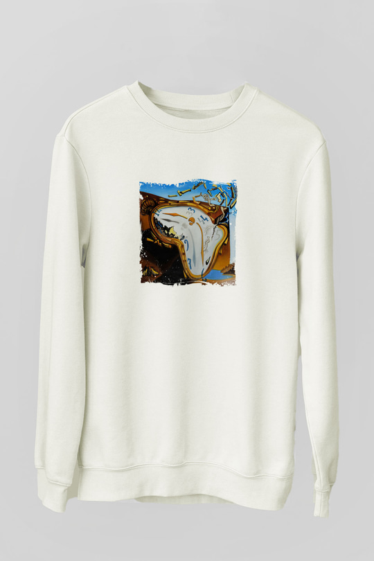 Salvador Dali Unisex Baskılı Beyaz Sweatshirt