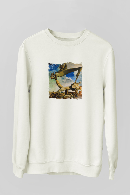 Salvador Dali Unisex Baskılı Beyaz Sweatshirt
