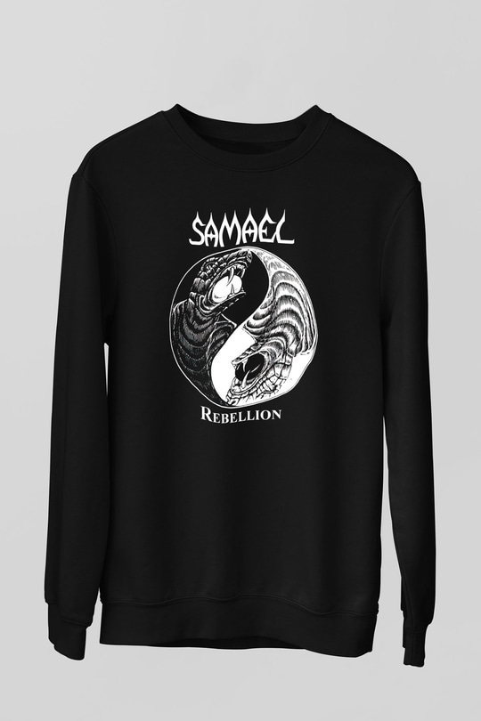 Samael Baskılı Unisex Siyah Sweatshirt