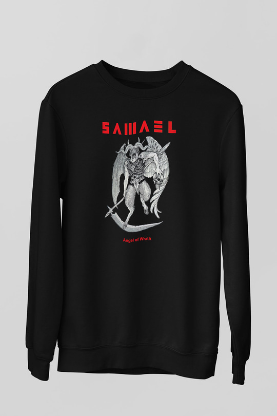 Samael Baskılı Unisex Siyah Sweatshirt