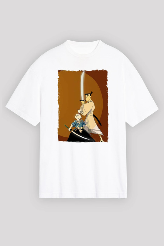 Samurai Jack Beyaz Unisex Tişört T-Shirt
