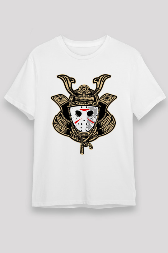 Samurai Jason Baskılı Beyaz Unisex Tshirt