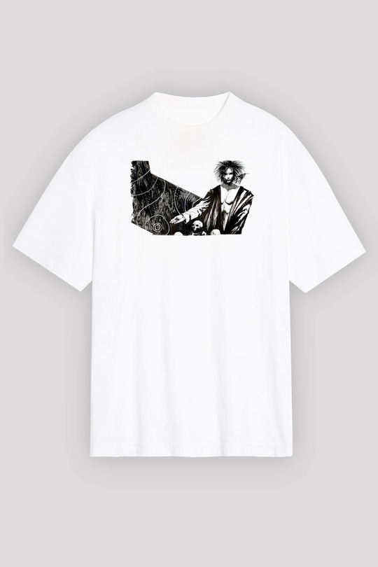 Sandman Baskılı Beyaz Unisex Oversize Tişört - Tshirt