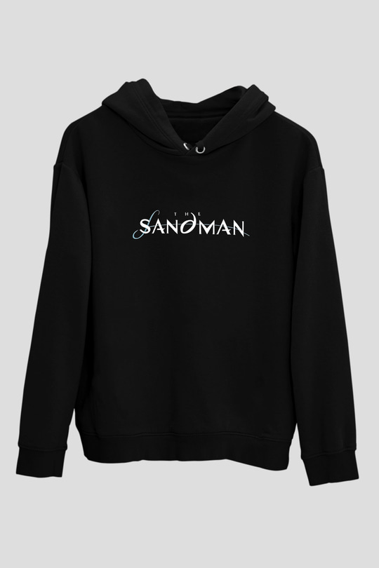 Sandman Baskılı Unisex Siyah Hoodie