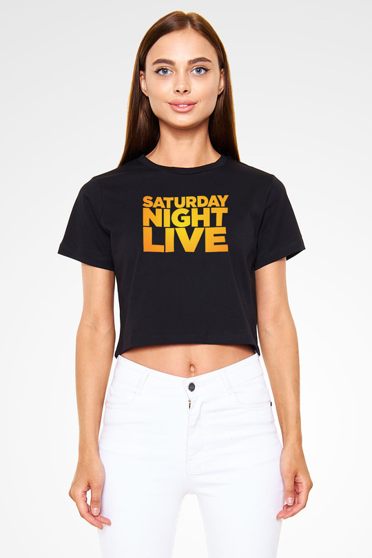 Saturday Night Live Siyah   Crop Top Tişört