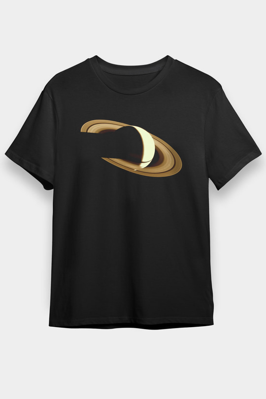 Satürn Siyah Unisex Tişört T-Shirt - TişörtFabrikası