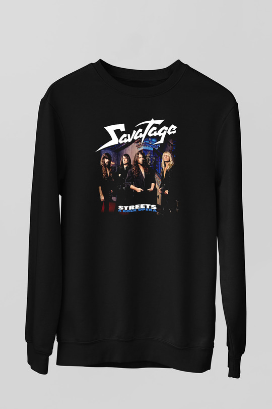 Savatage Baskılı Unisex Siyah Sweatshirt
