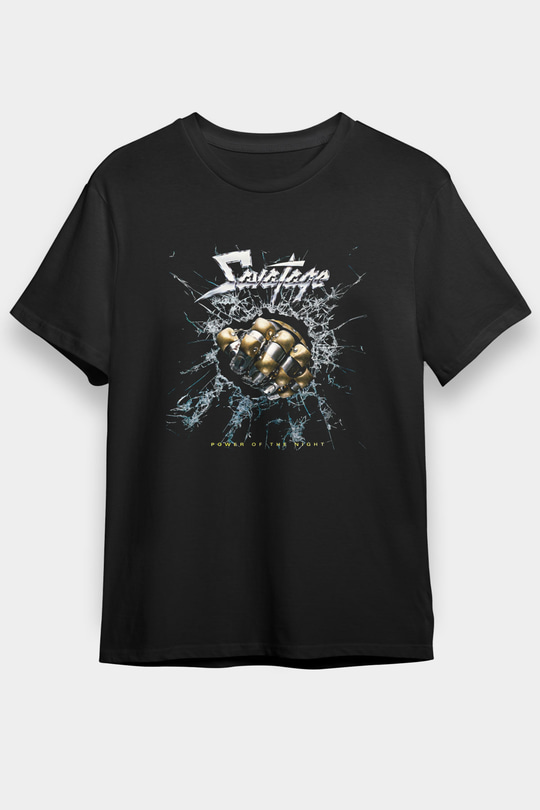 Savatage Baskılı Unisex Siyah Tişört - Tshirt