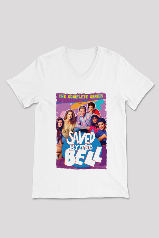Saved by the Bell Beyaz Unisex V Yaka Tişört